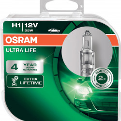 H1 ULTRA LIFE 12V 55W σετ λάμπες αλογόνου OSRAM