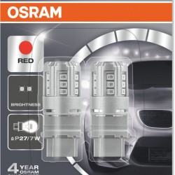 Osram Σετ 2 Led Διπολικη Κοκκινη 3 W 12V W2.5x16q P27/7W 3547R-02B